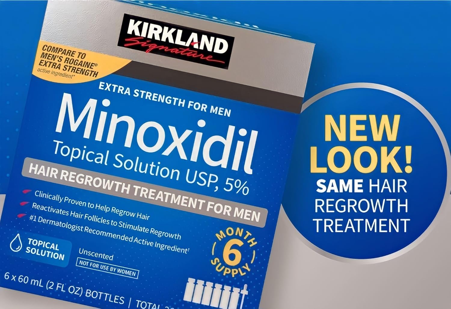 KIRKLAND Minoxidil 5% Extra Strength Men Hair Regrowth Solution 6 Month Supply